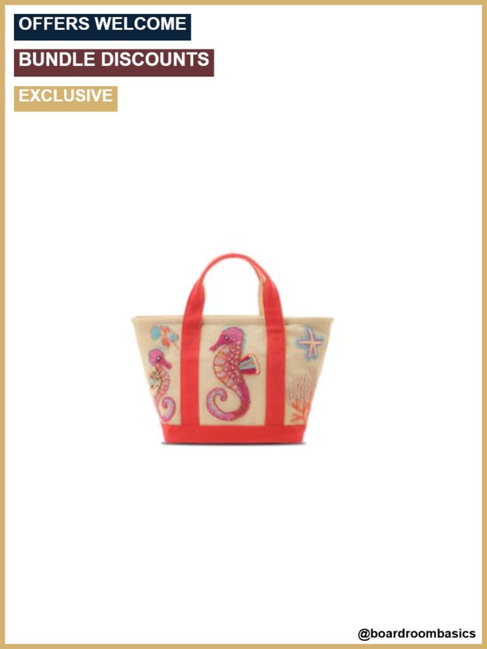 Hand-Beaded Canvas Small Tote Bag with Magnetic Snap